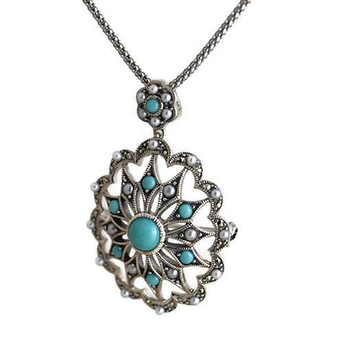 Turquoise and Marquise Pin/Pendant