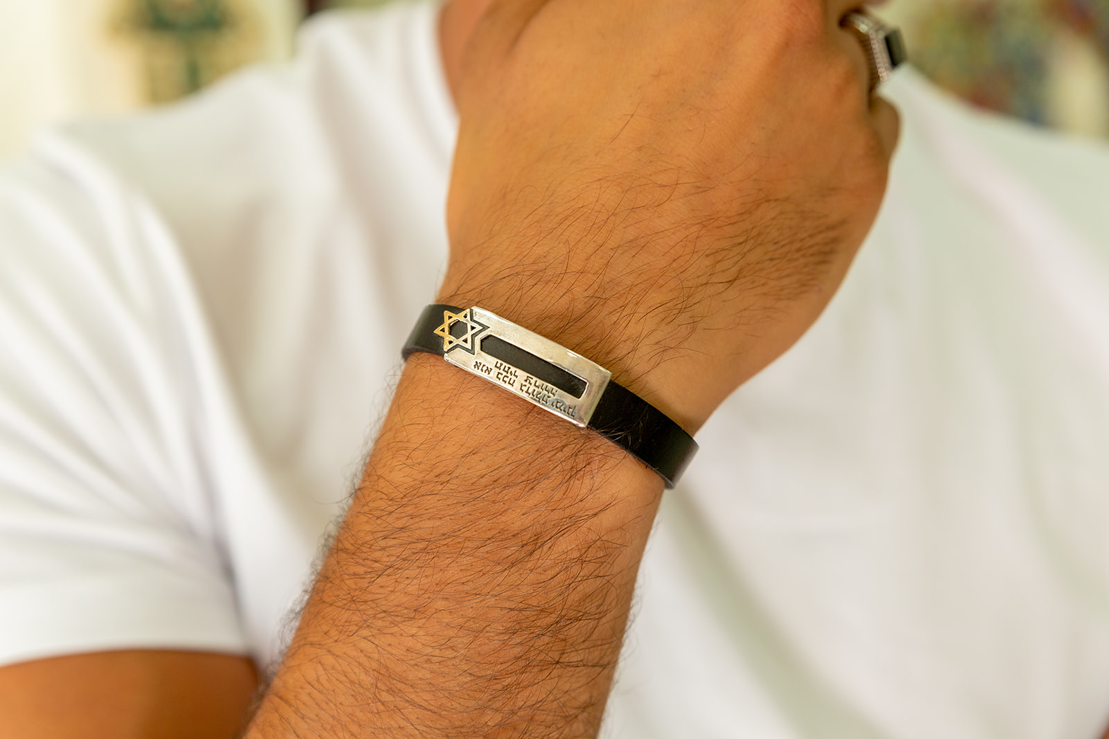 Ana Be'Koach Bracelet for Men in Silver and Gold, Ha'Ari Jewelry