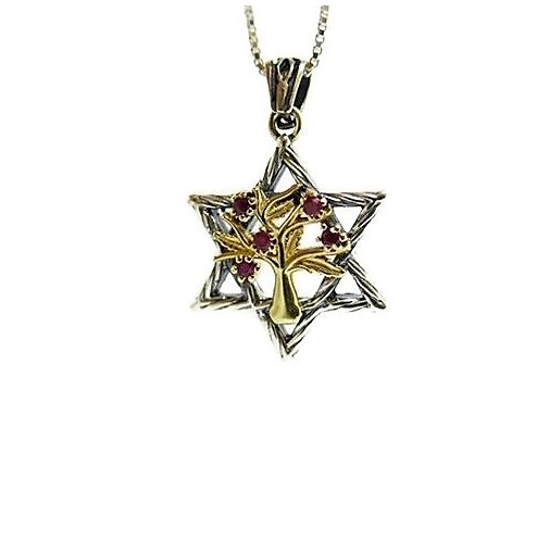 Star of David Ruby Tree Pendant, for protection, the Magical Touch
