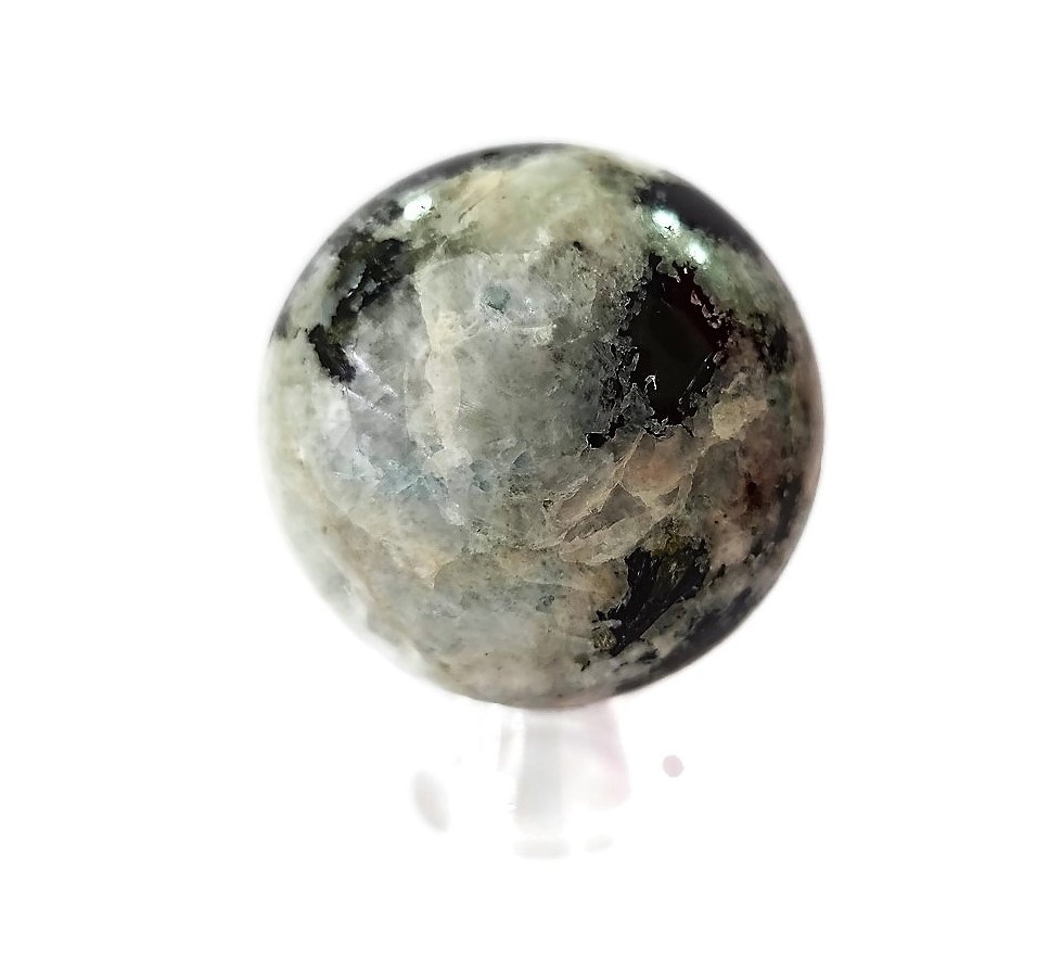 Ball (Sphere) Rainbow Moonstone with Black Tourmaline