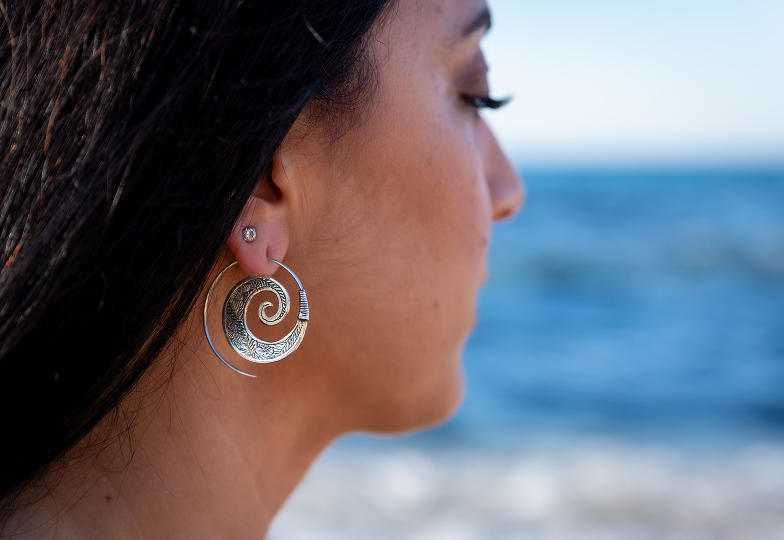 Ornate Silver Spiral Earrings