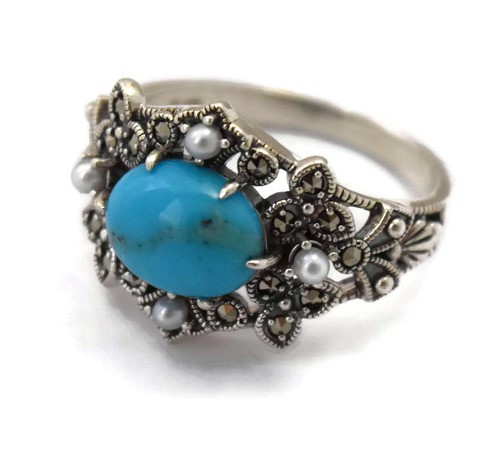 Turquoise and Marquise Ring
