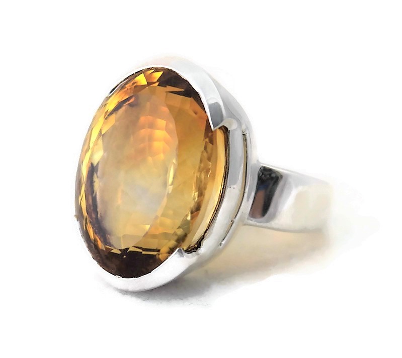 Large Oval Facet Citrine Ring
