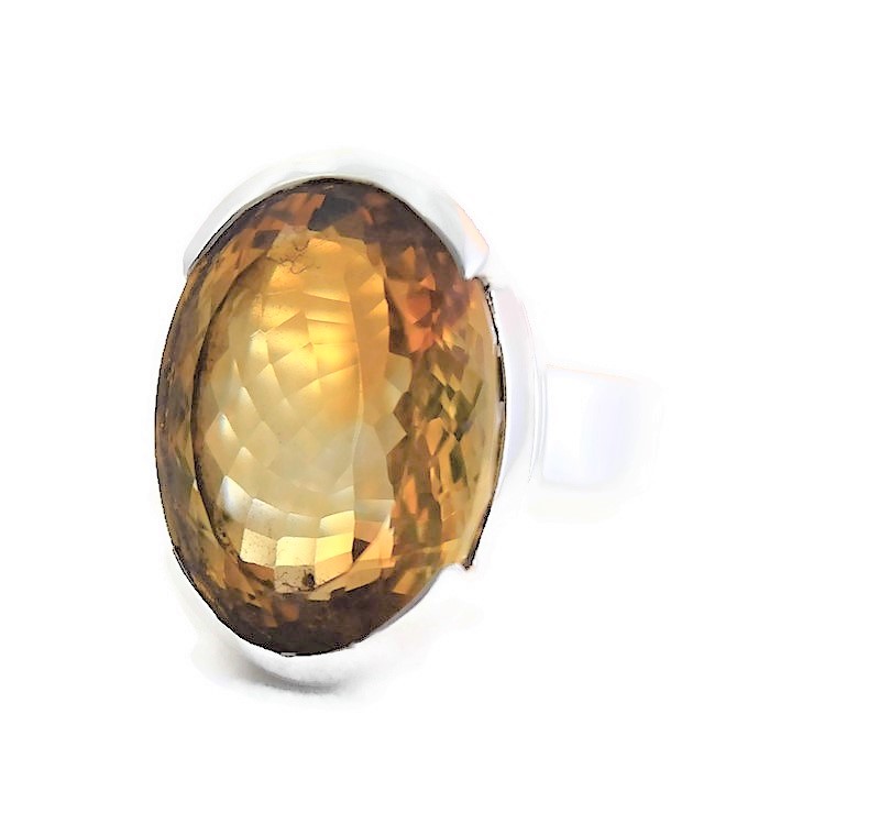 Large Oval Facet Citrine Ring