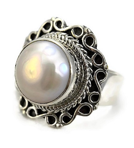 Large Ornate Pearl Ring