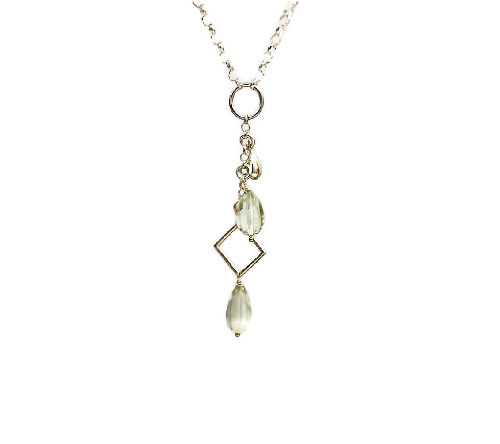 Green Amethyst and Silver Pendant