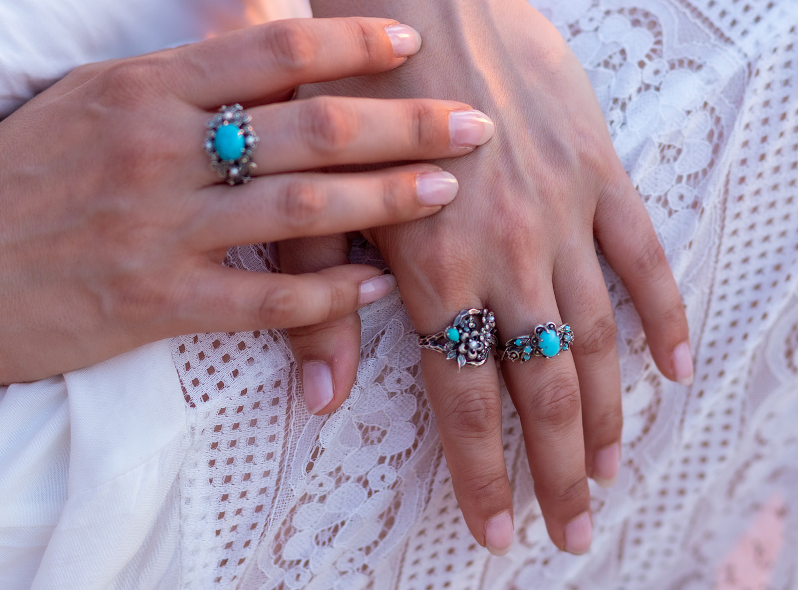 Turquoise and Marquise Leaves and Flowers Ring