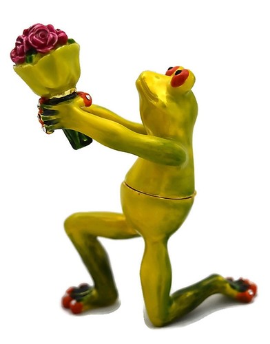 Frog Offering a Bouquet of Flowers