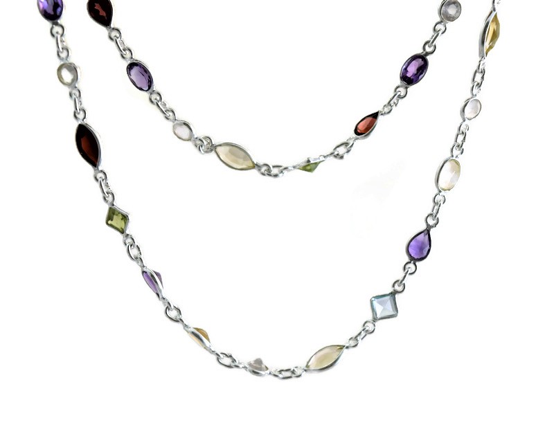 Long Mix Gems Necklace