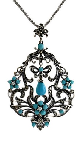Butterfly and Drop Turquoise and Marquise Pendant