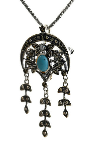 Turquoise and Marquise Pin/Pendant