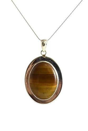 Oval Tiger's Eye with Frame Pendant
