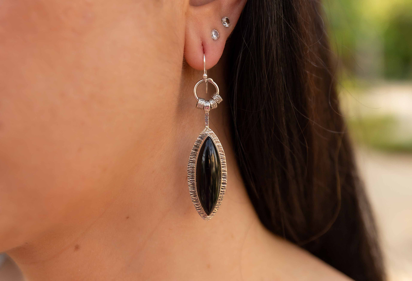 Large Marquise Labradorite Earrings