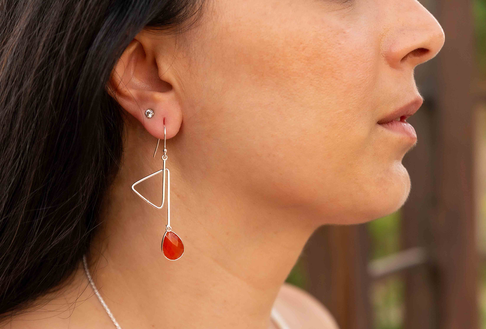 Geometric Moonstone Earrings