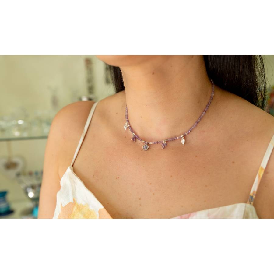 Amethyst necklace with Decorative Elements