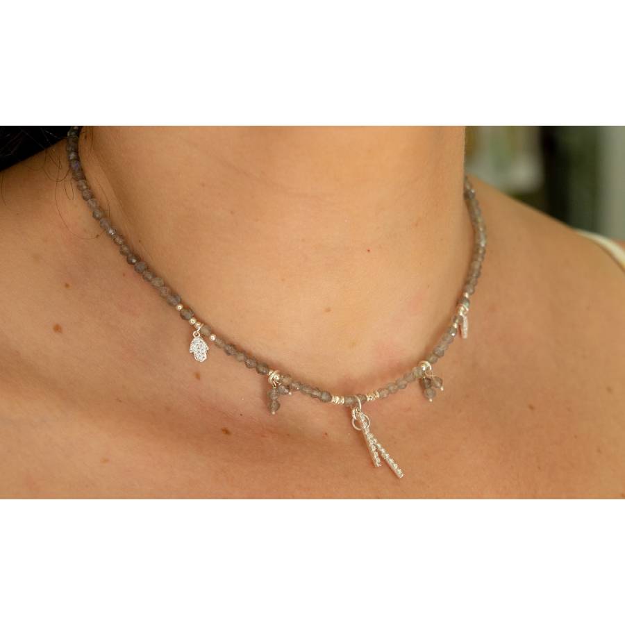Labradorite necklace with Decorative Elements