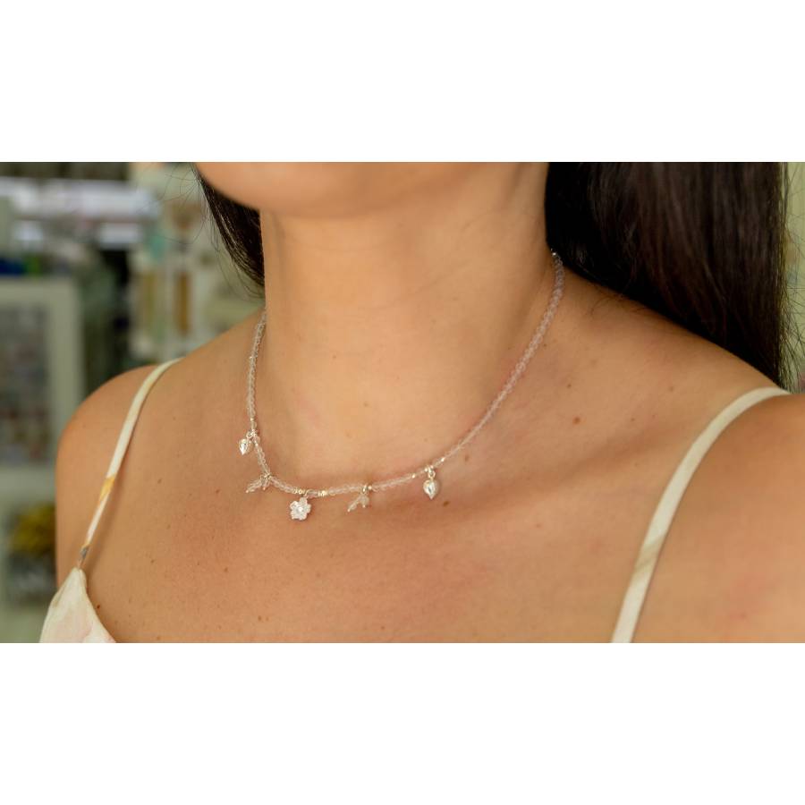 Quartz necklace with Decorative Elements