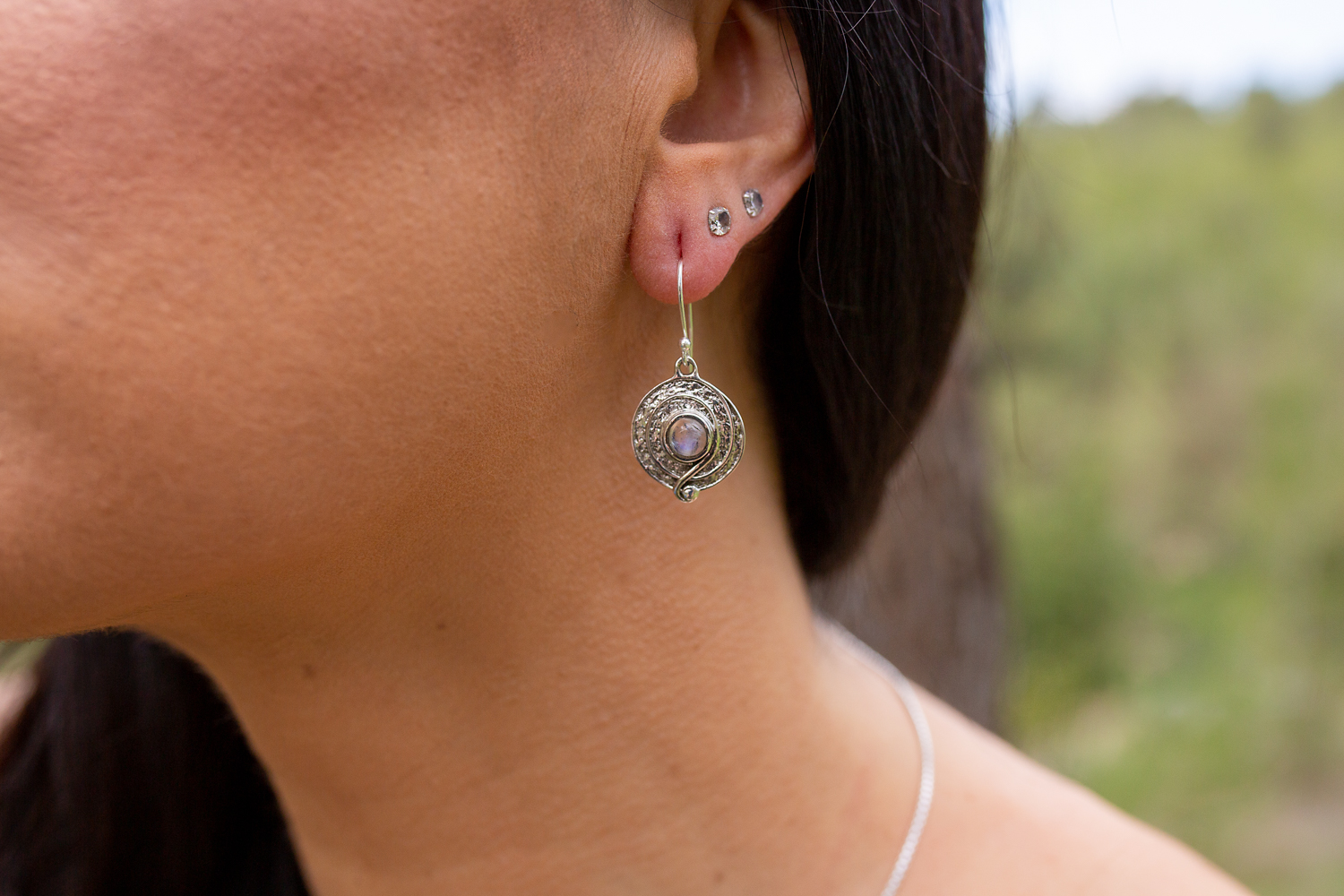Spiral Moonstone Earrings
