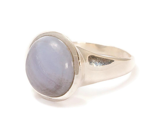 Small Round Blue Lace Agate Ring