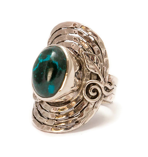 Chrysocolla Ring With Spirals