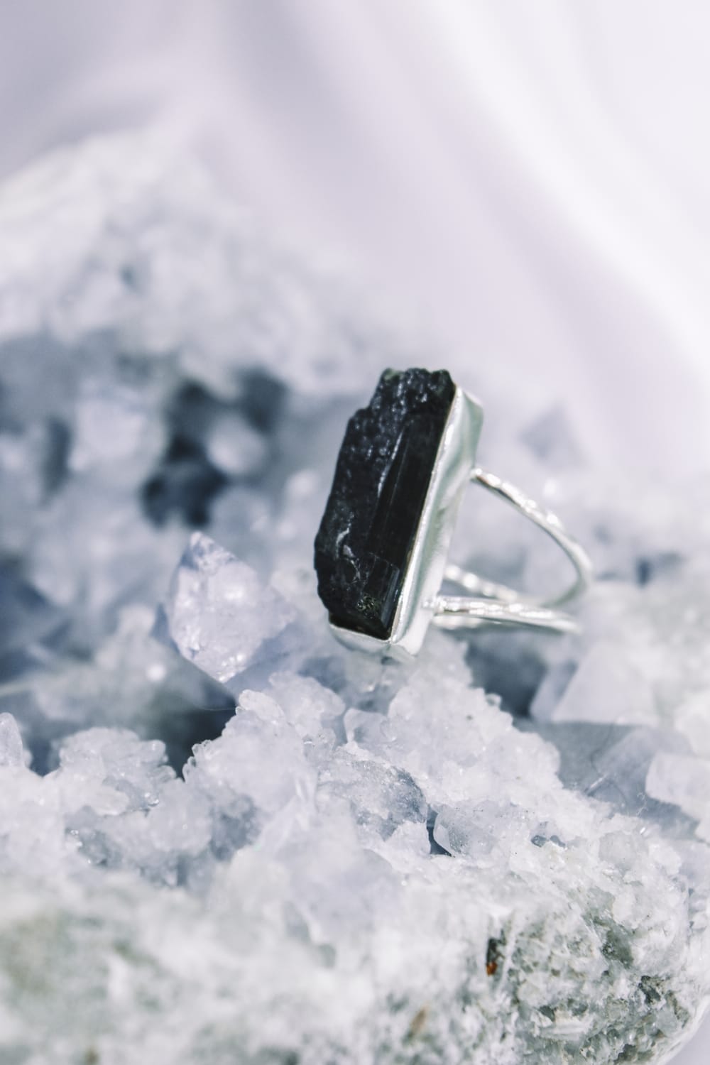 טבעת טורמלין שחור גולמית