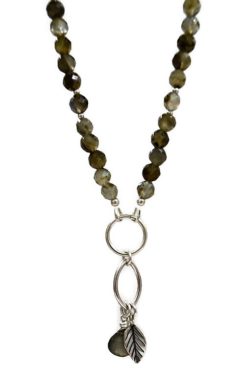 Labradorite Necklace with Leaf Pendant