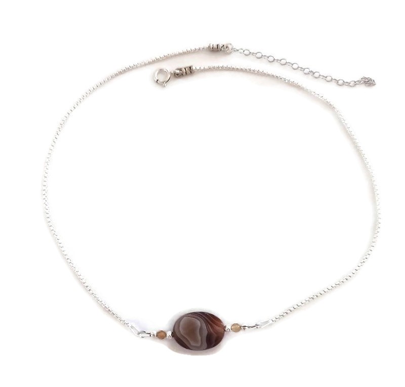 Botswana Agate and Silver Necklace