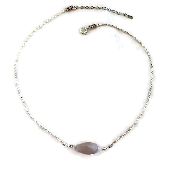 Grey Agate and silver 925 necklace
