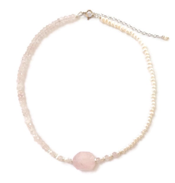 Rose-Quartz and Pearl Necklace
