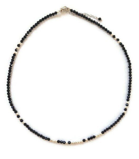 Black Tourmaline and Silver 925 Necklace