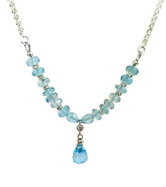 Rondelle and Drop Topaz Necklace