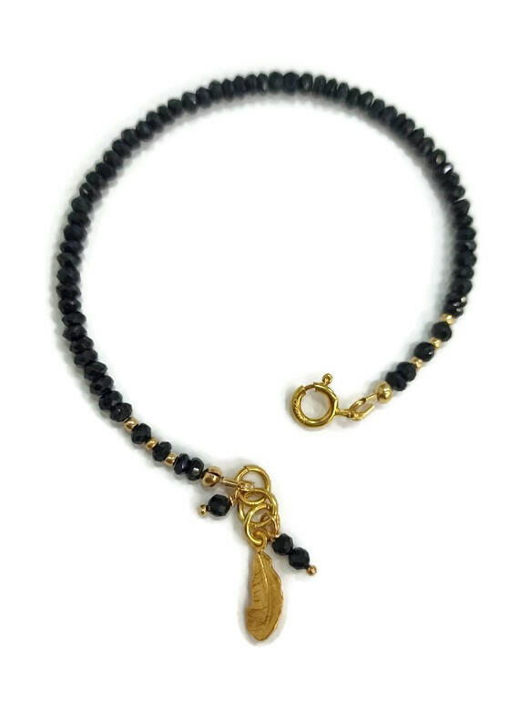 Black Tourmaline and Gold-Filled Bracelet