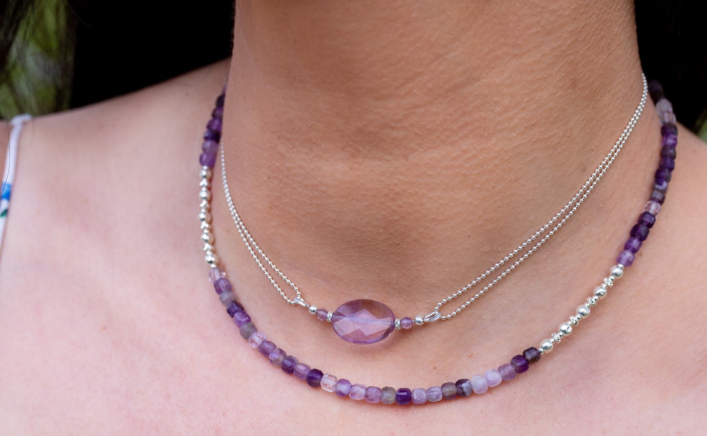 Square Shaped Amethyst Necklace