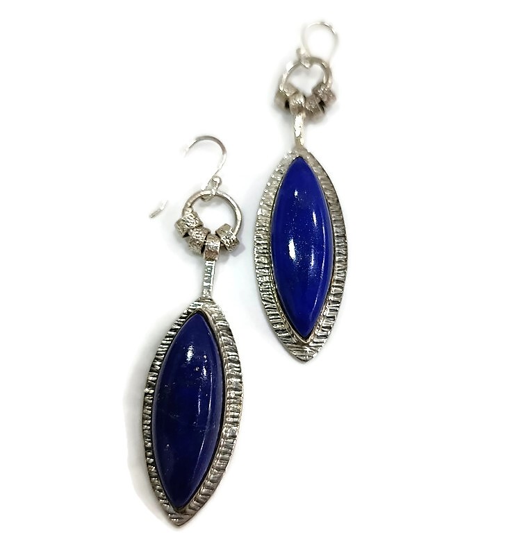 Large Marquise Lapis Lazuli Earrings