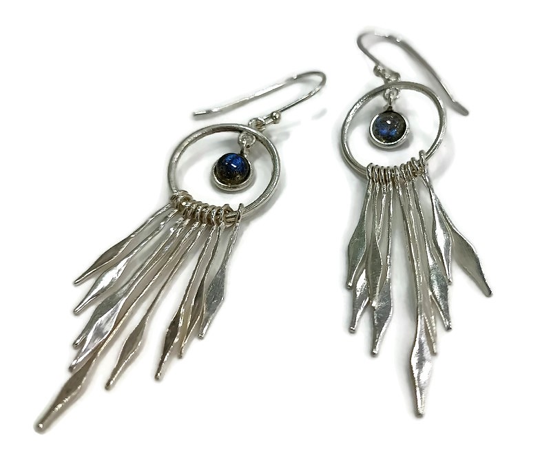 Silver Dream Catcher with Labradorite earrings