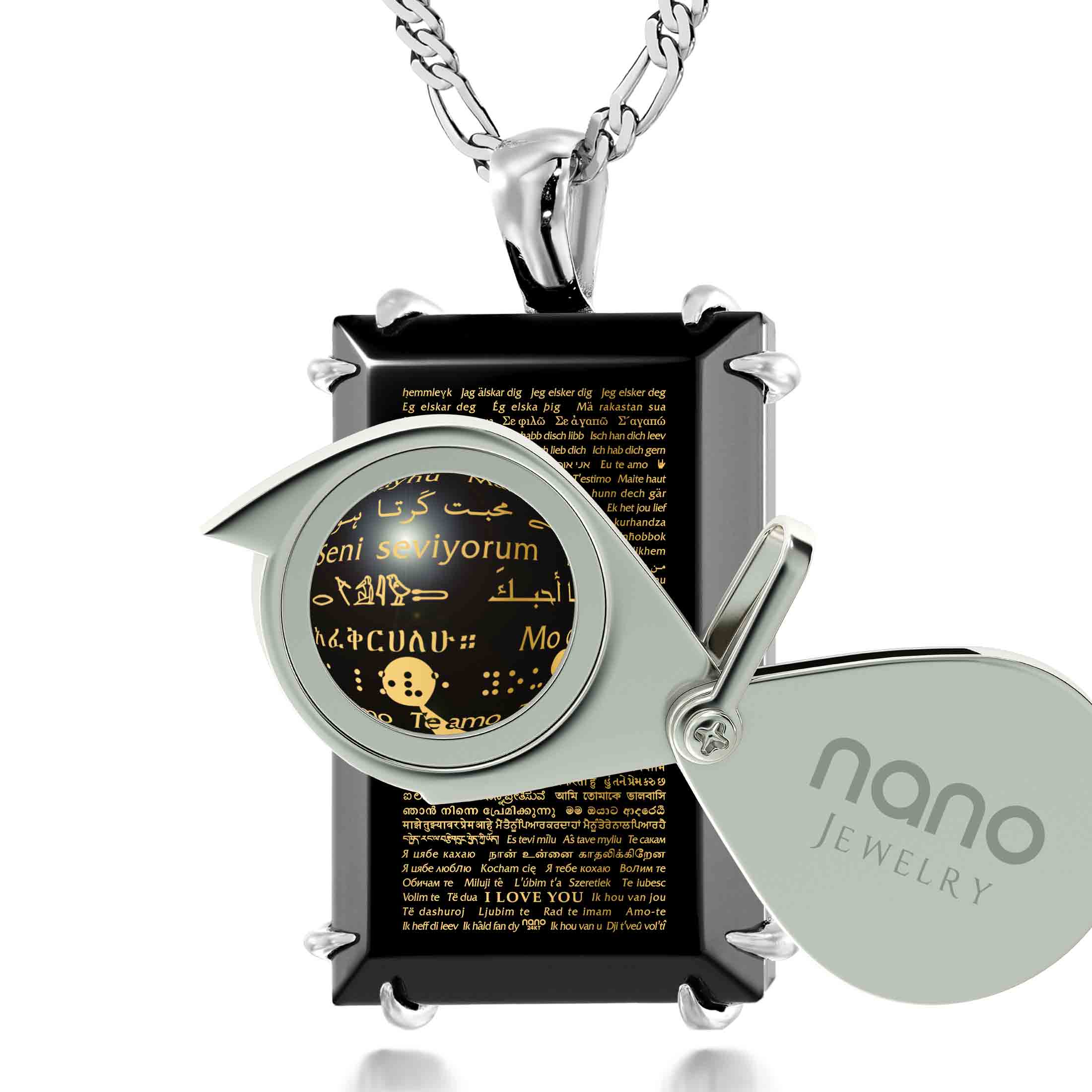 Onyx King Pendant - 'I Love You' in 120 Languages