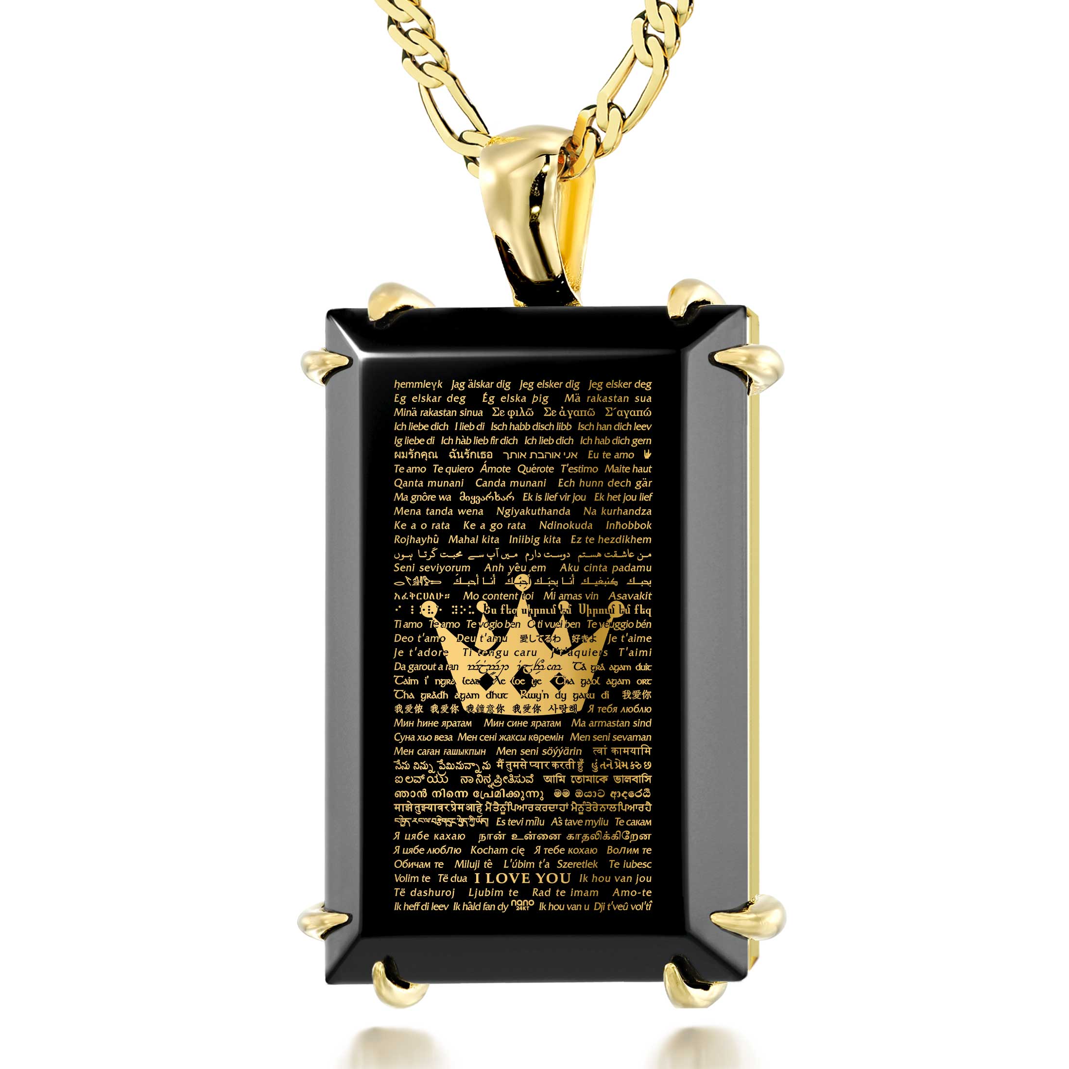 Onyx King Pendant - 'I Love You' in 120 Languages