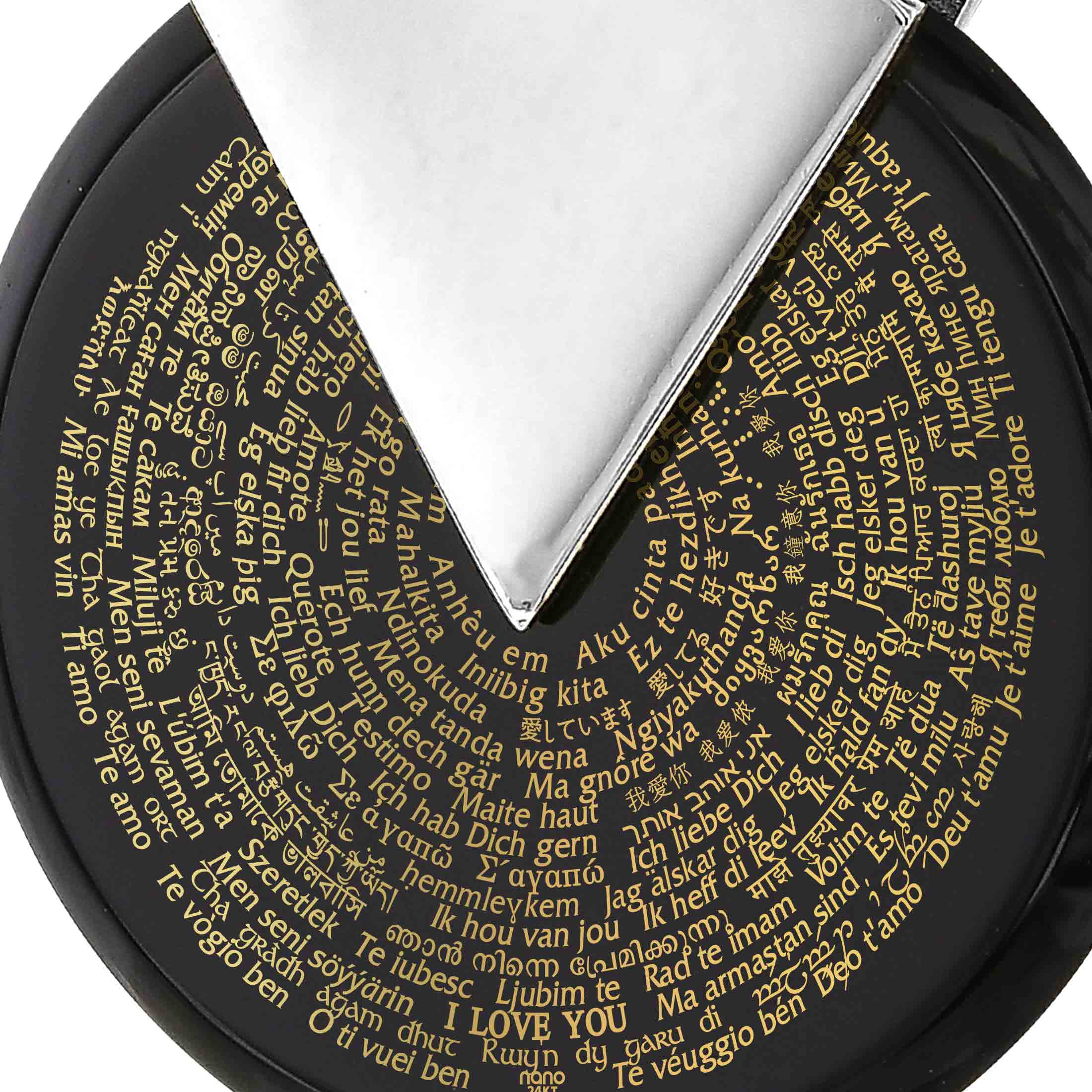 Spinning Onyx Pendant - 'I Love You' in 120 languages