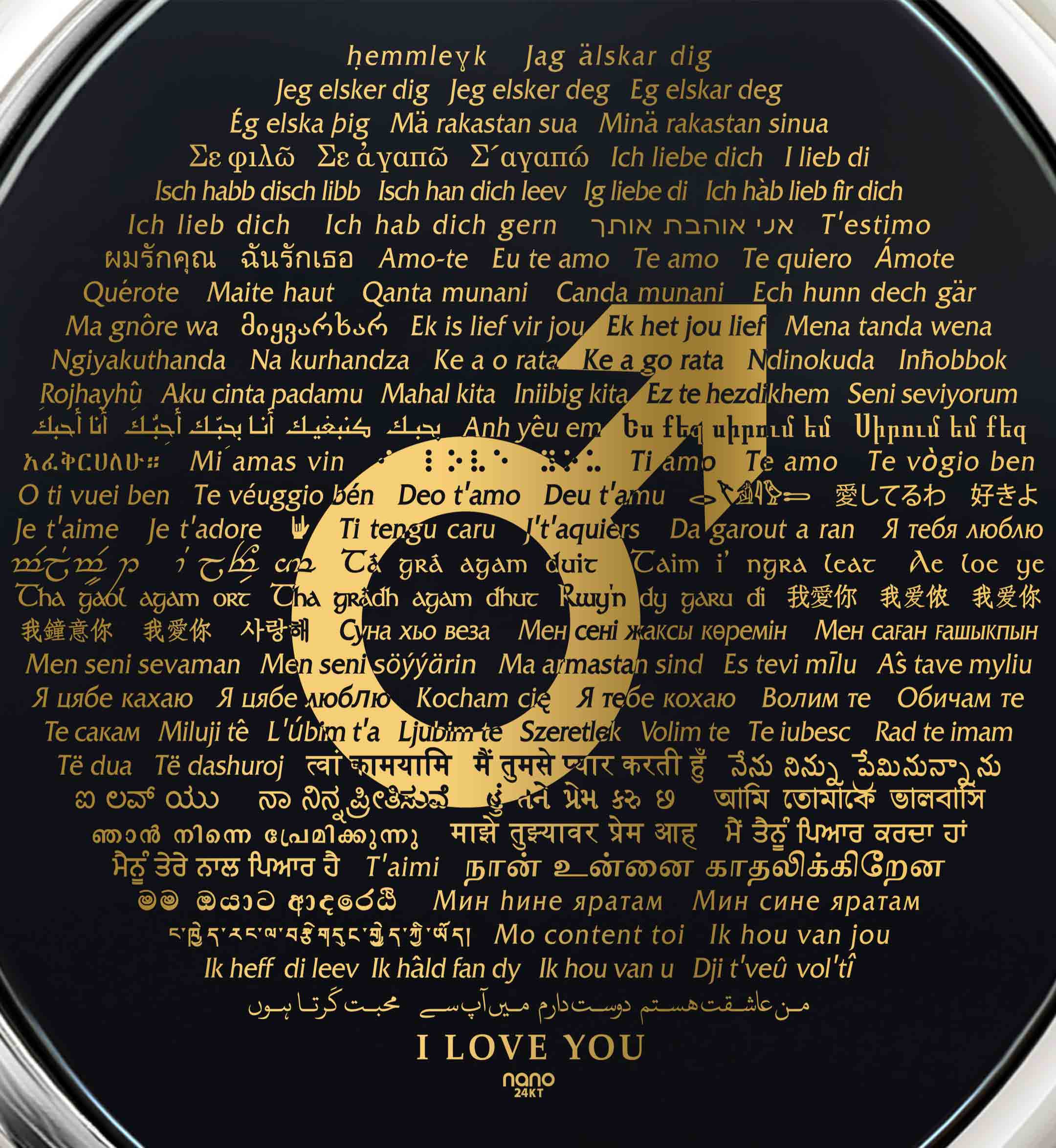 Round Onyx Pendant - 'I Love You' in 120 Languages