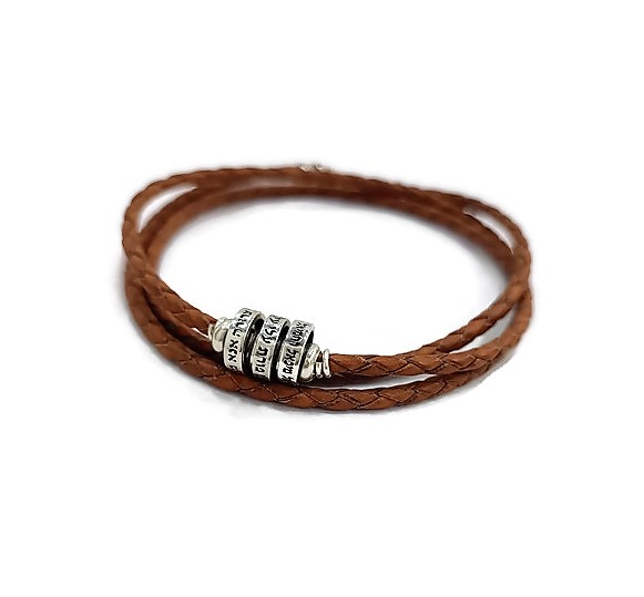Leather Braided Bracelet and 3 Blessings