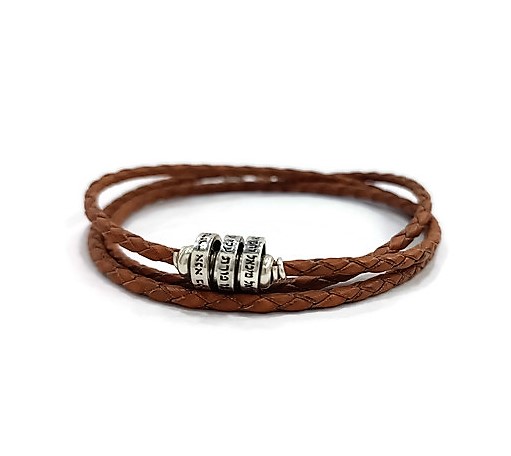 Leather Braided Bracelet and 3 Blessings