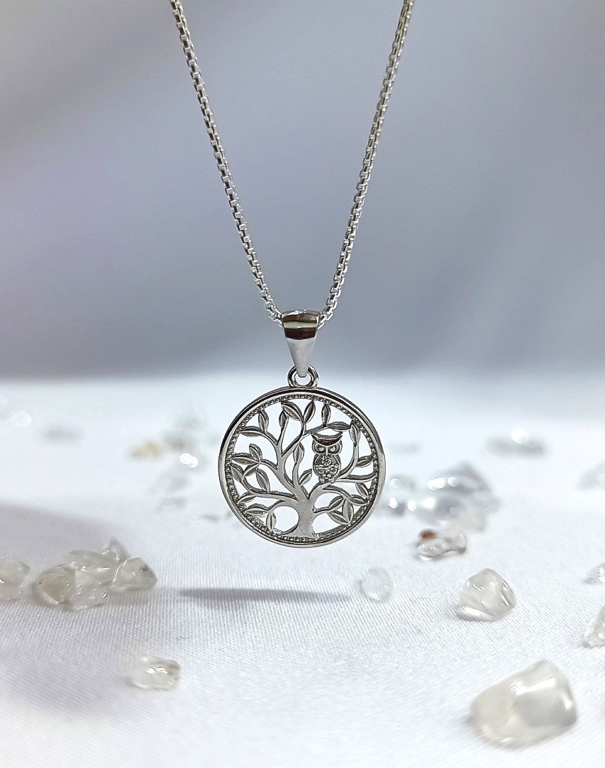 Owl and Tree Pendant - Small