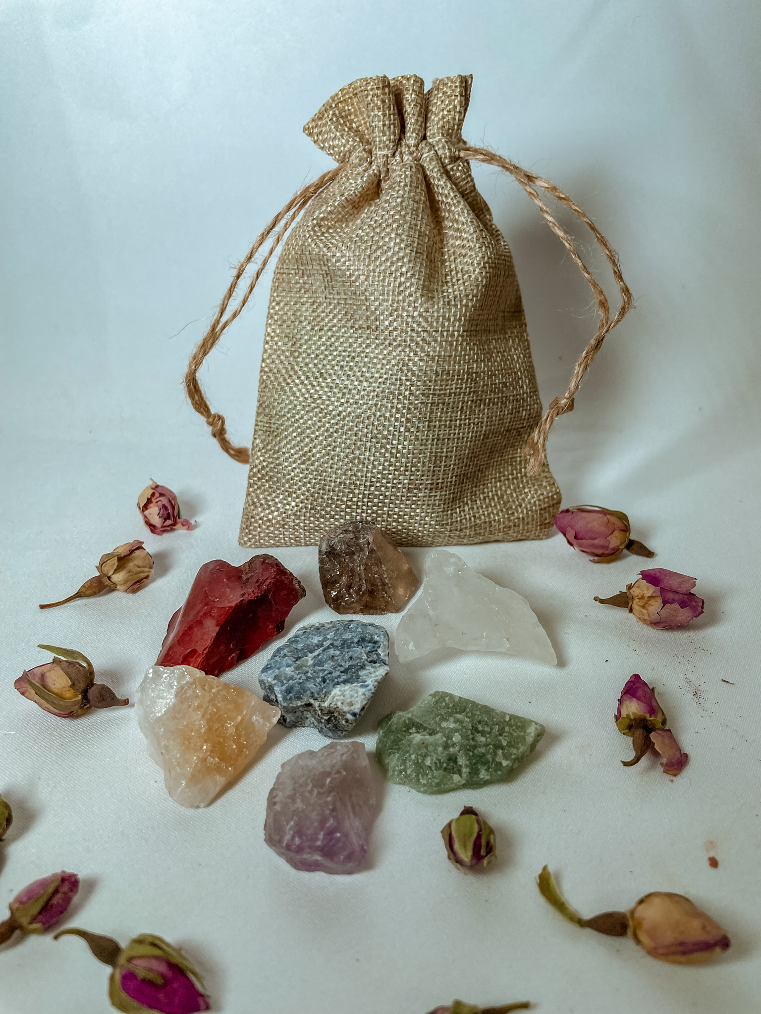 7 Chakra Raw Gemstones pouch
