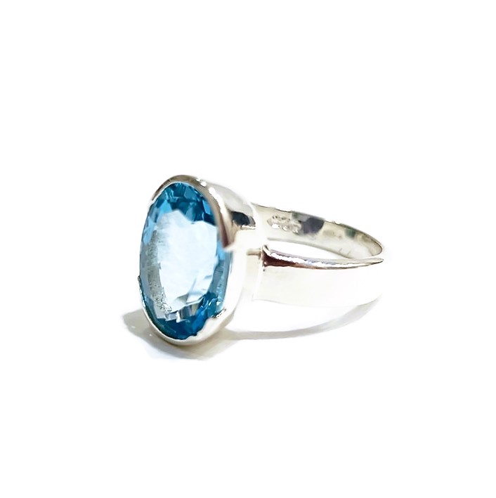 טבעת טופז כחול אובלית פאסט
