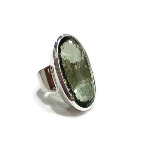 טבעת אמטיסט ירוק אובלית פאסט באיכות גבוהה